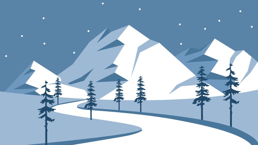 Winter Mountain Background - EPS, Illustrator, JPEG, PNG, SVG 