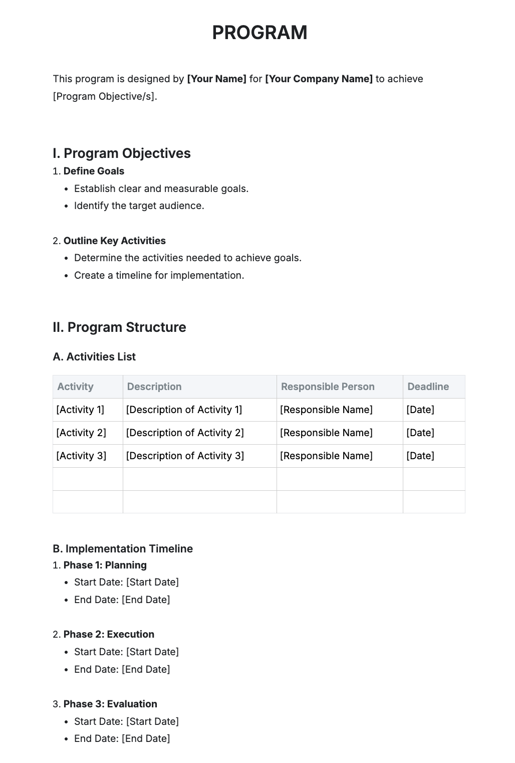 Free Program Generator: Create Online | Template.net