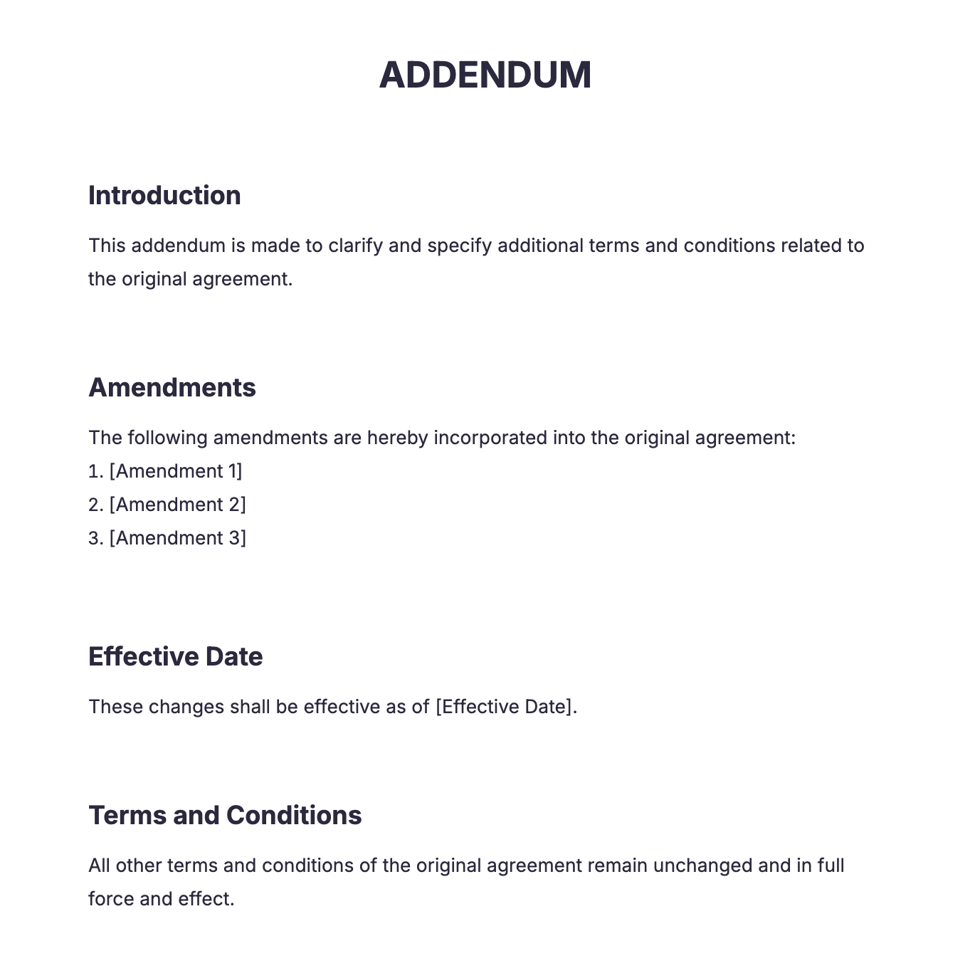 Free Addendum Generator: Create Online | Template.net