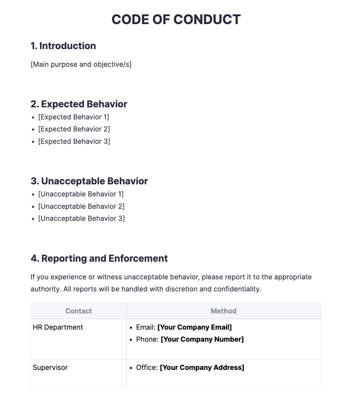 Free Code of Conduct Generator: Create Online | Template.net