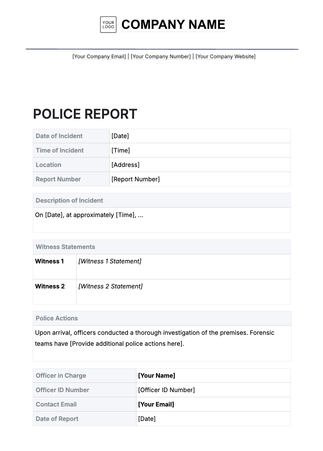 Free police report generator create online template