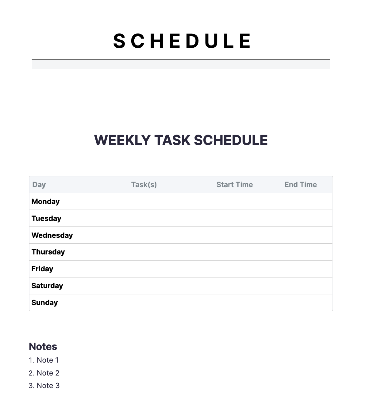 Free Schedule Generator | Template.net