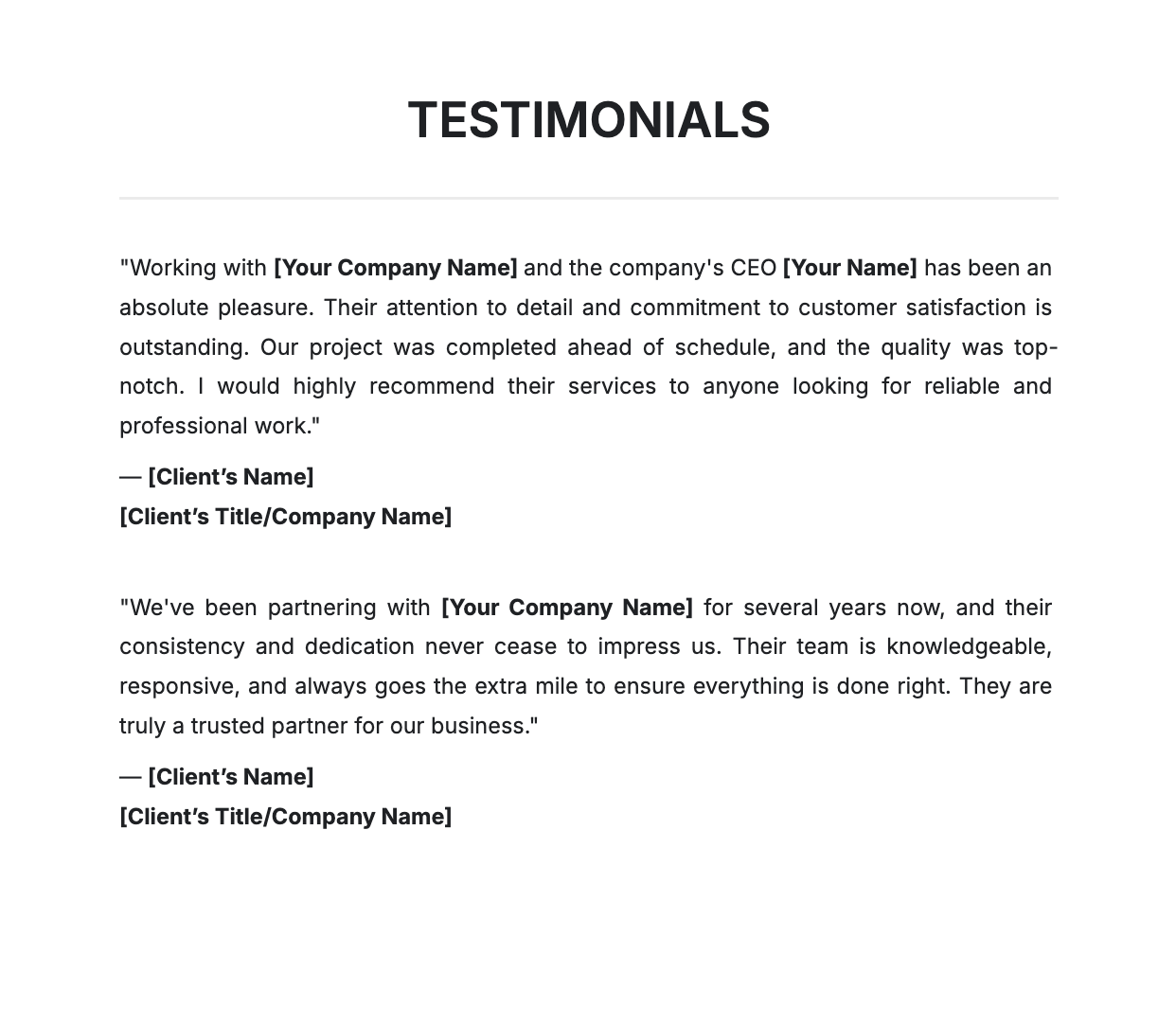 Free testimonials generator create online template