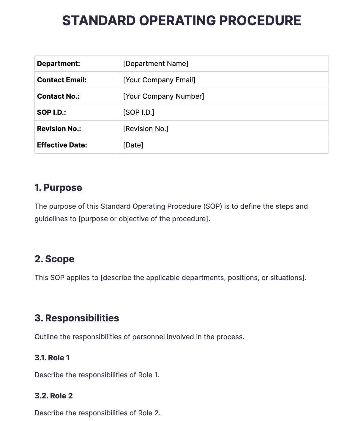 Standard Operating Procedure (SOP) Template net