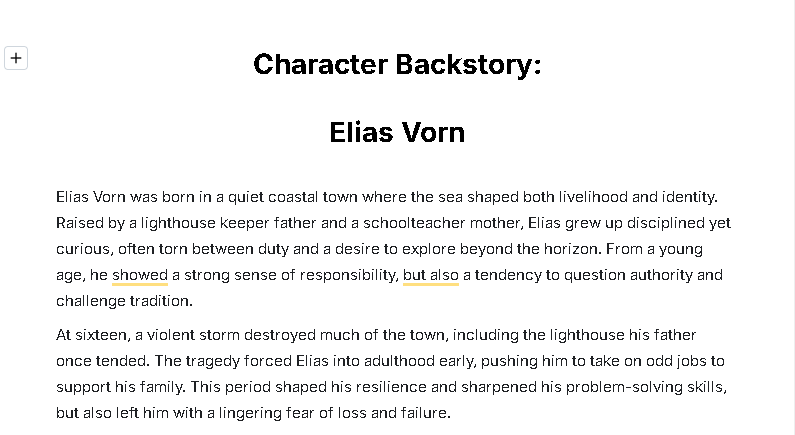 Character Backstory