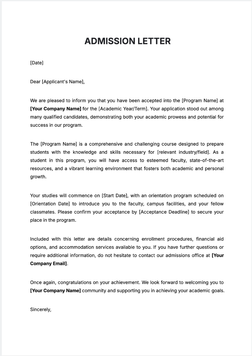 Free AI Admission Letter Generator, Admission Letter Maker Online