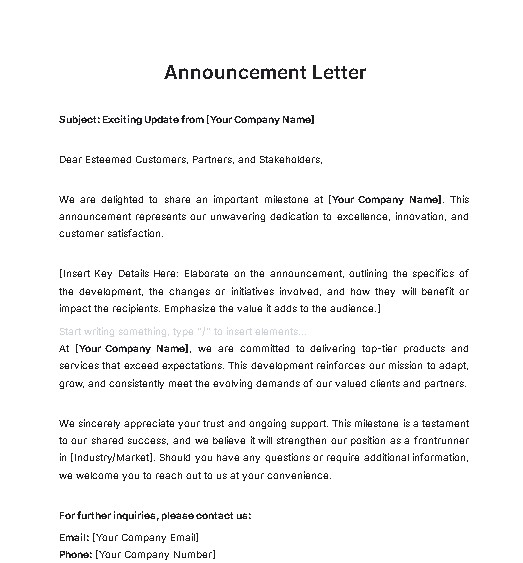 Announcement Letter Generator