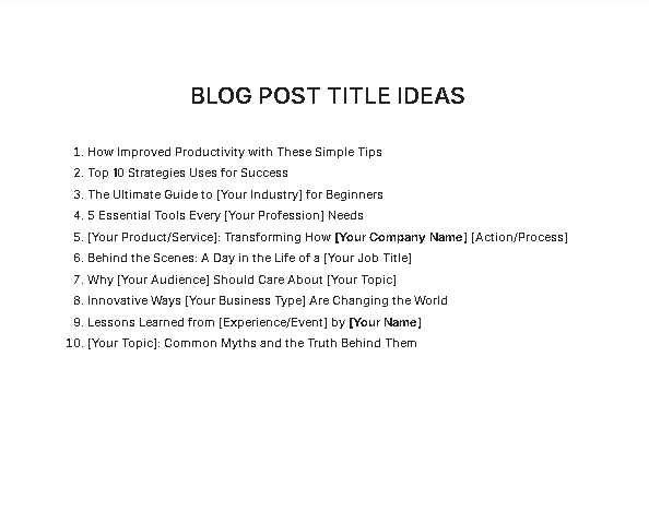 Blog Post Title Ideas Generator