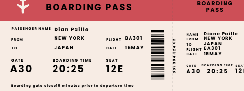 Boarding Pass Ticket Generator