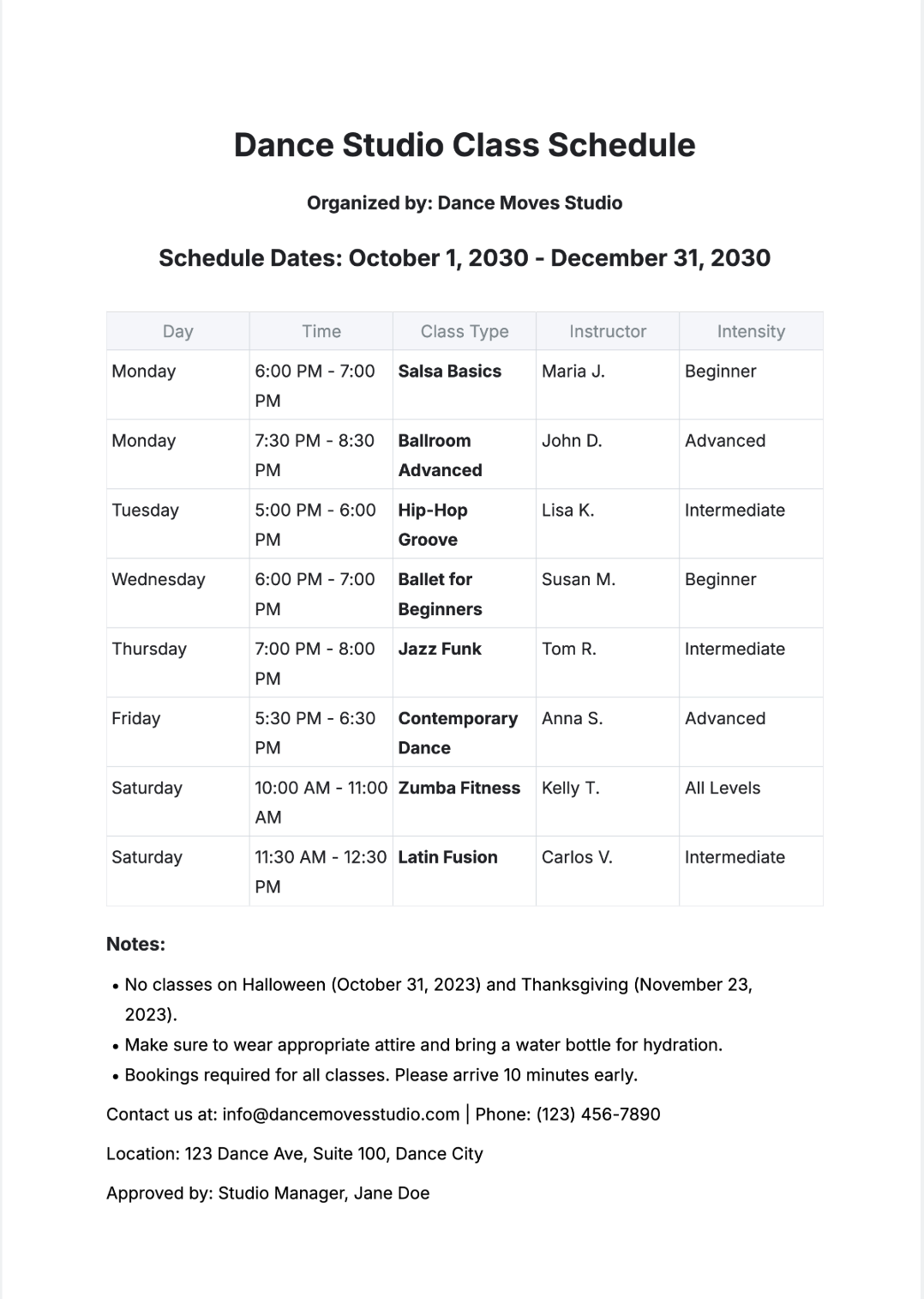 Class Schedule Generator