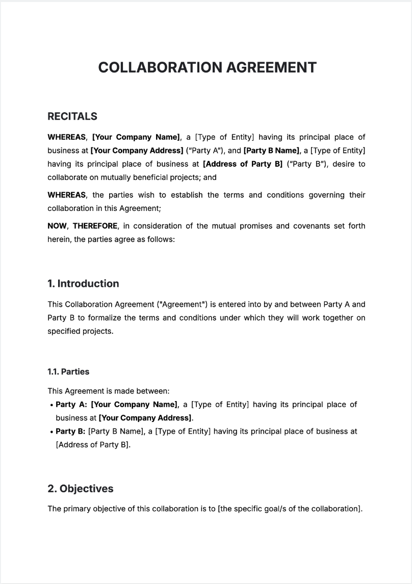 Collaboration Agreement Generator