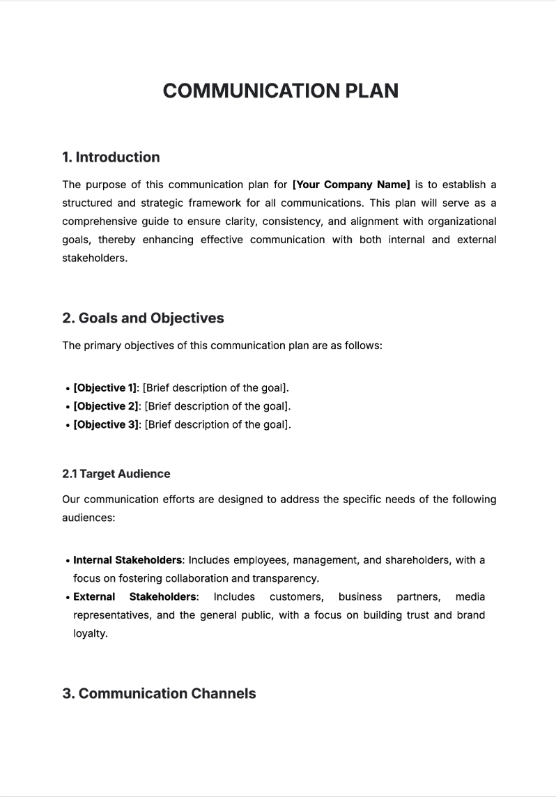 Communication Plan Generator