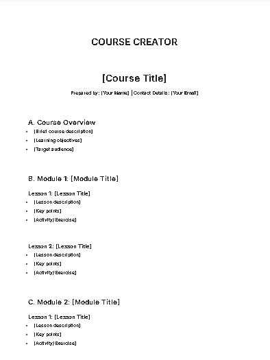 Course Creator Generator