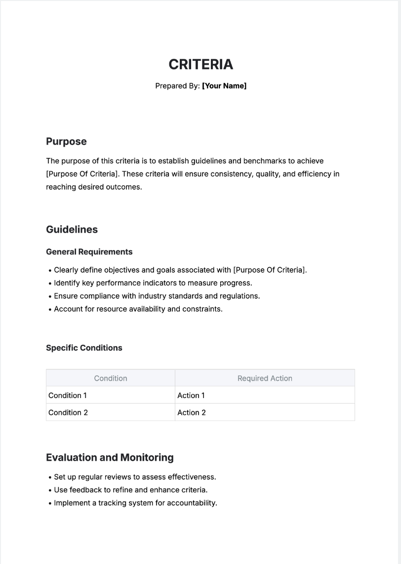 Criteria Generator