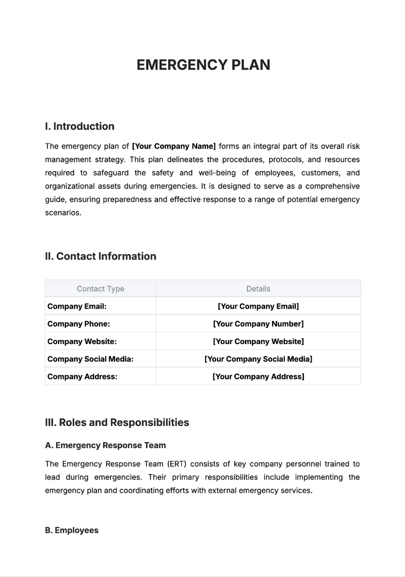 Emergency Plan Generator
