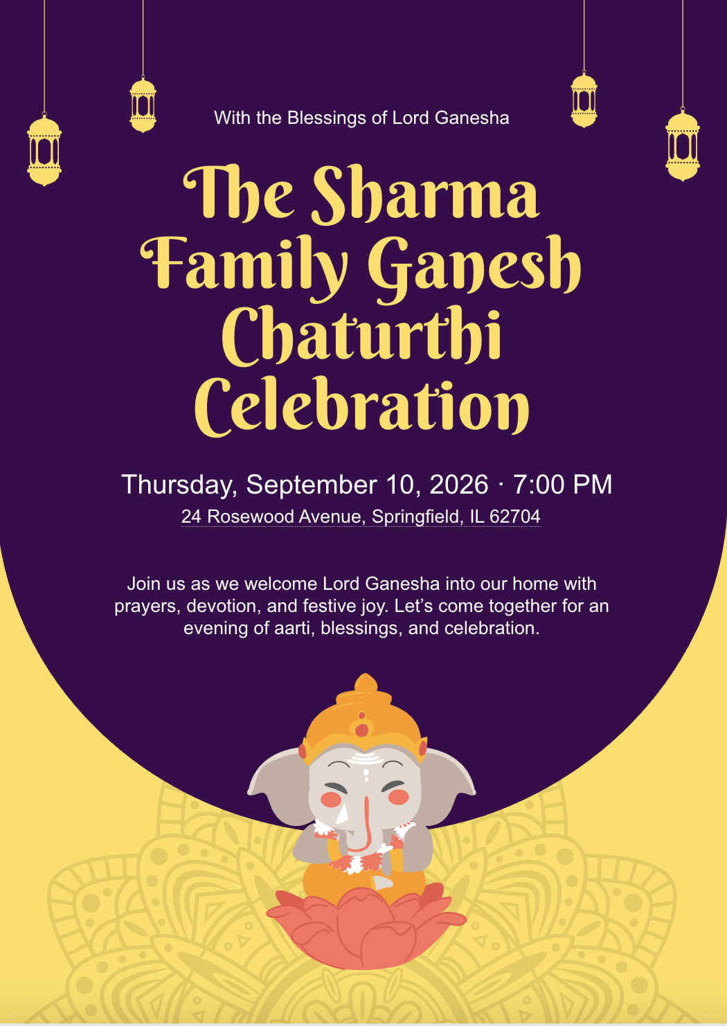 Ganesh Chaturthi Invitation Generator 