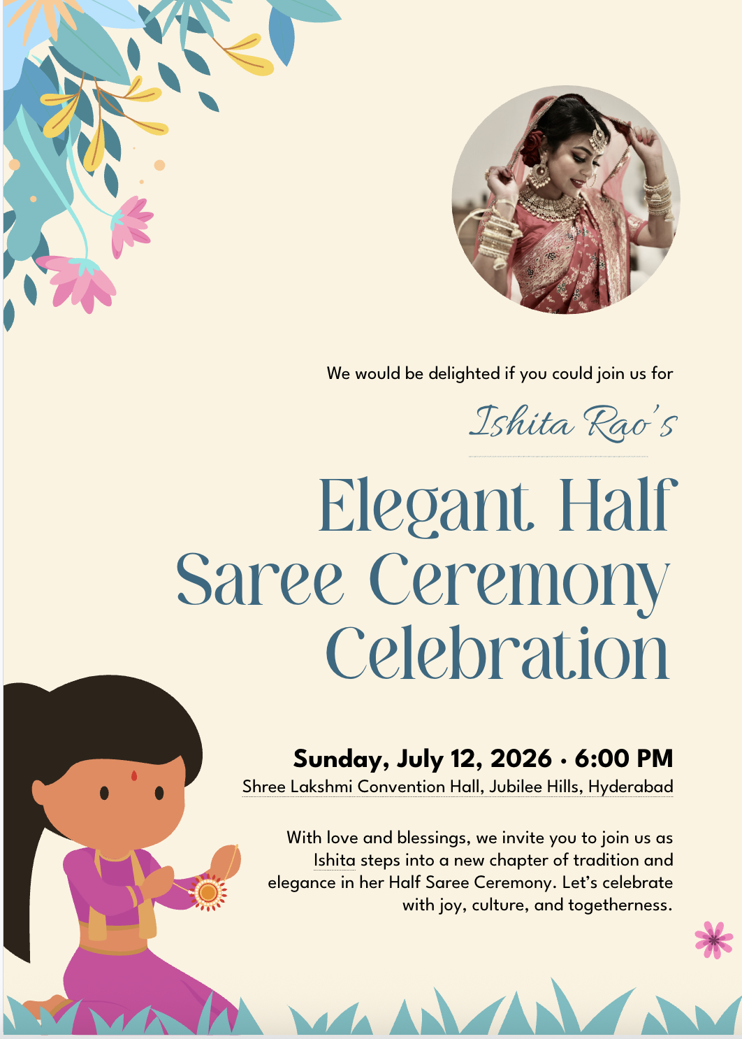 Half Saree Invitation Generator