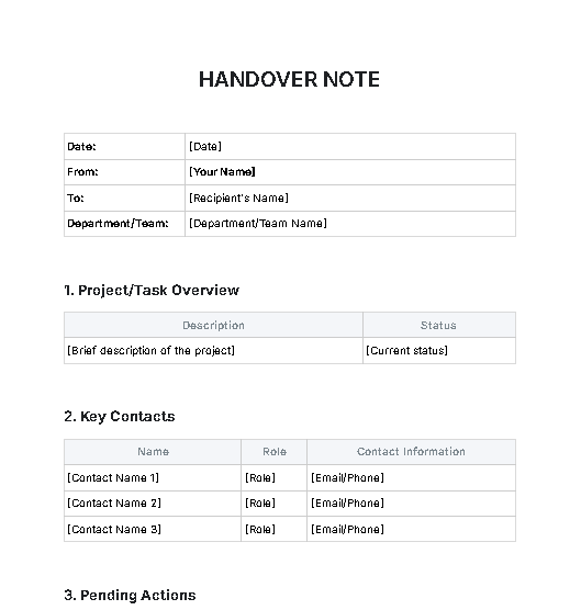 Free AI Handover Note Generator, Free Handover Note Maker Online
