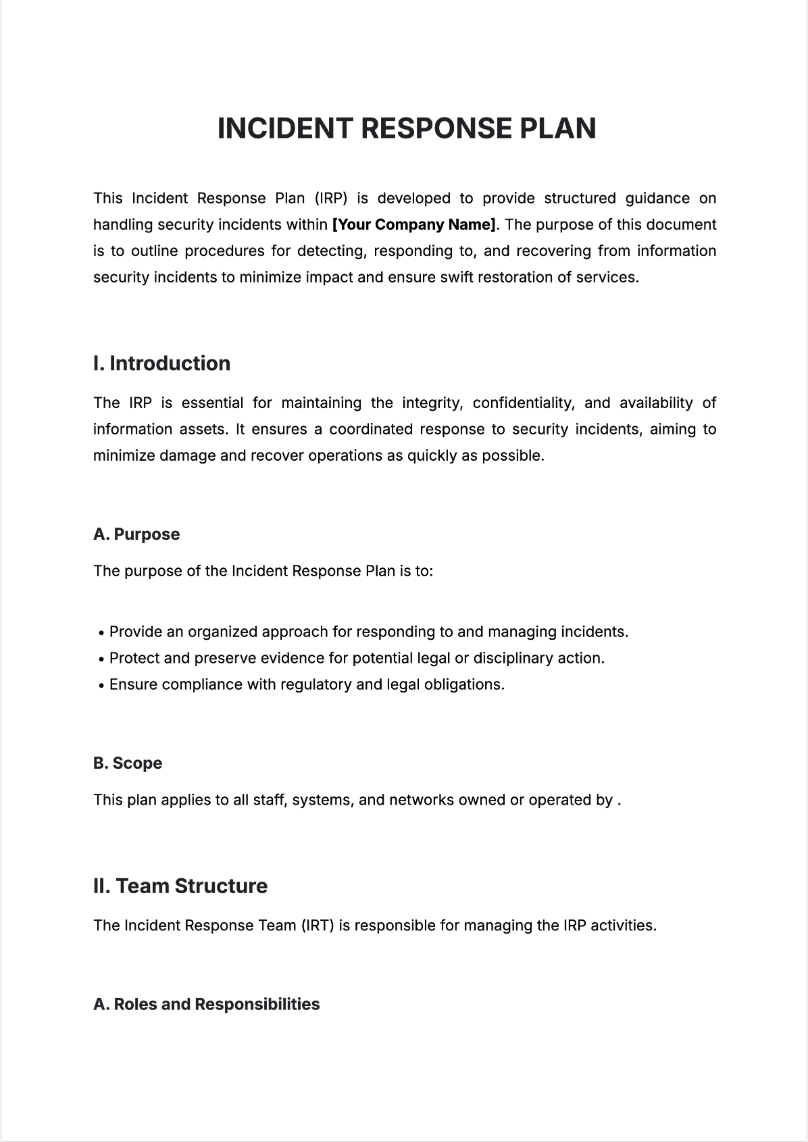 Incident Response Plan Generator