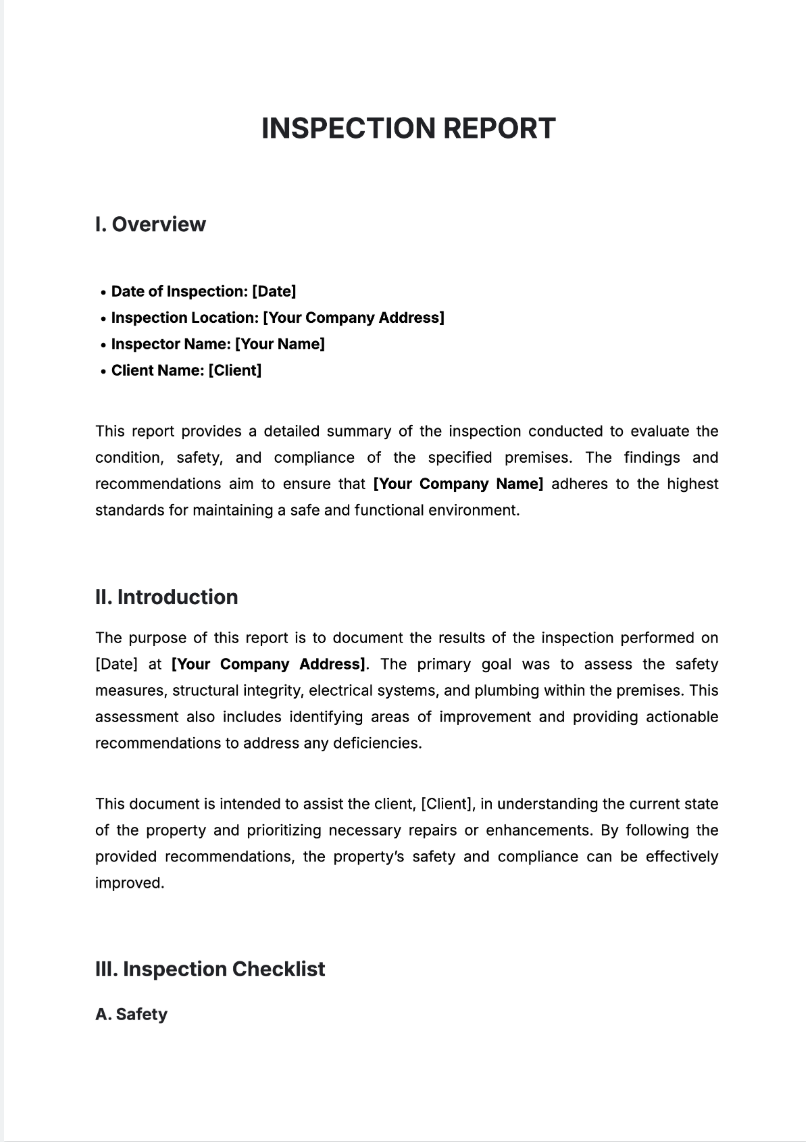 Inspection Report Generator