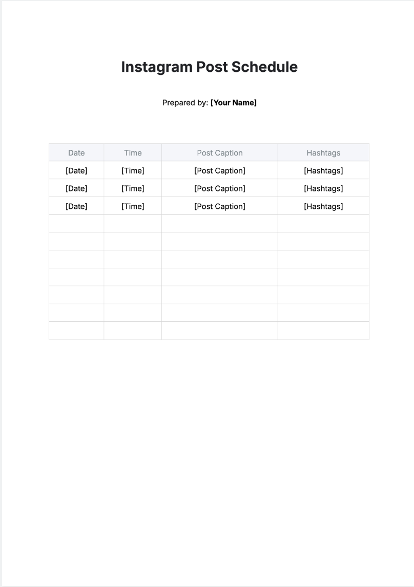 Instagram Post Schedule Generator