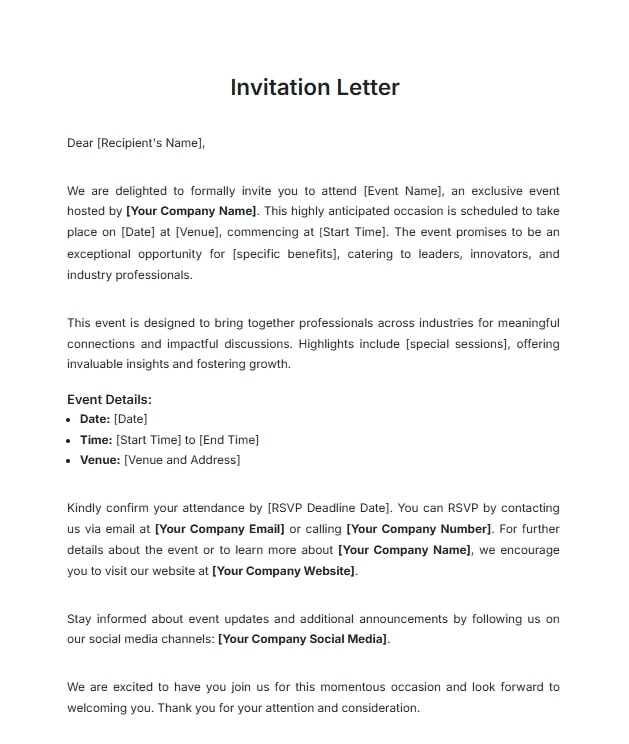 Invitation Letter Generator