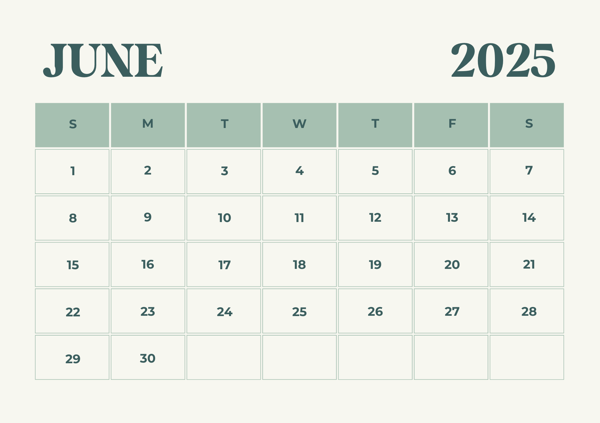 June Calendar Generator 2025