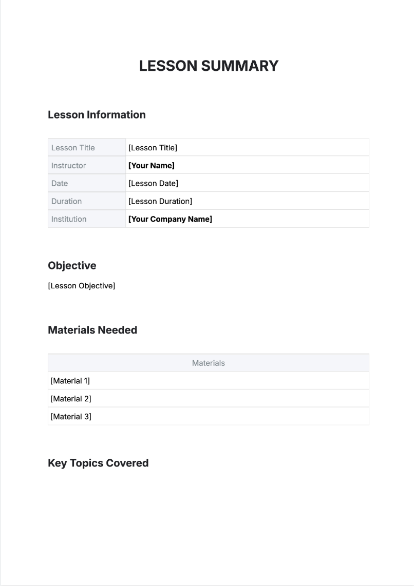 Free ai lesson summary generator free lesson summary maker online