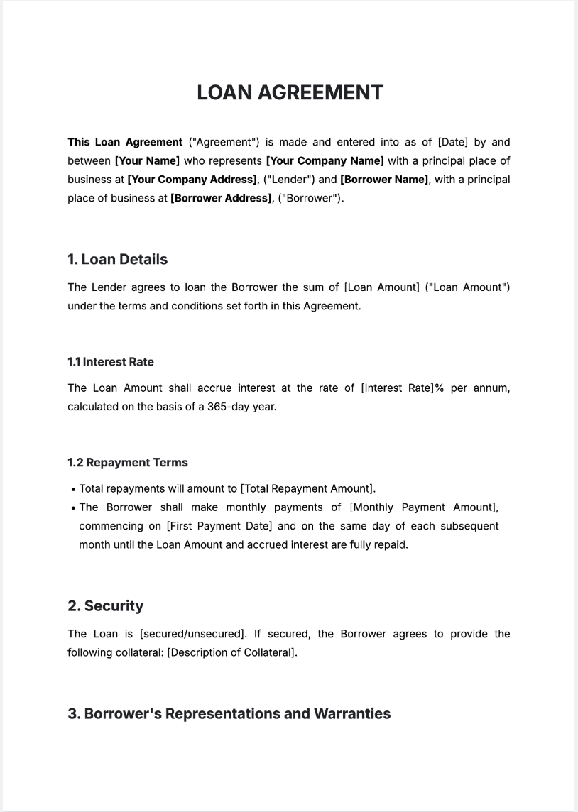 Loan Agreement Generator