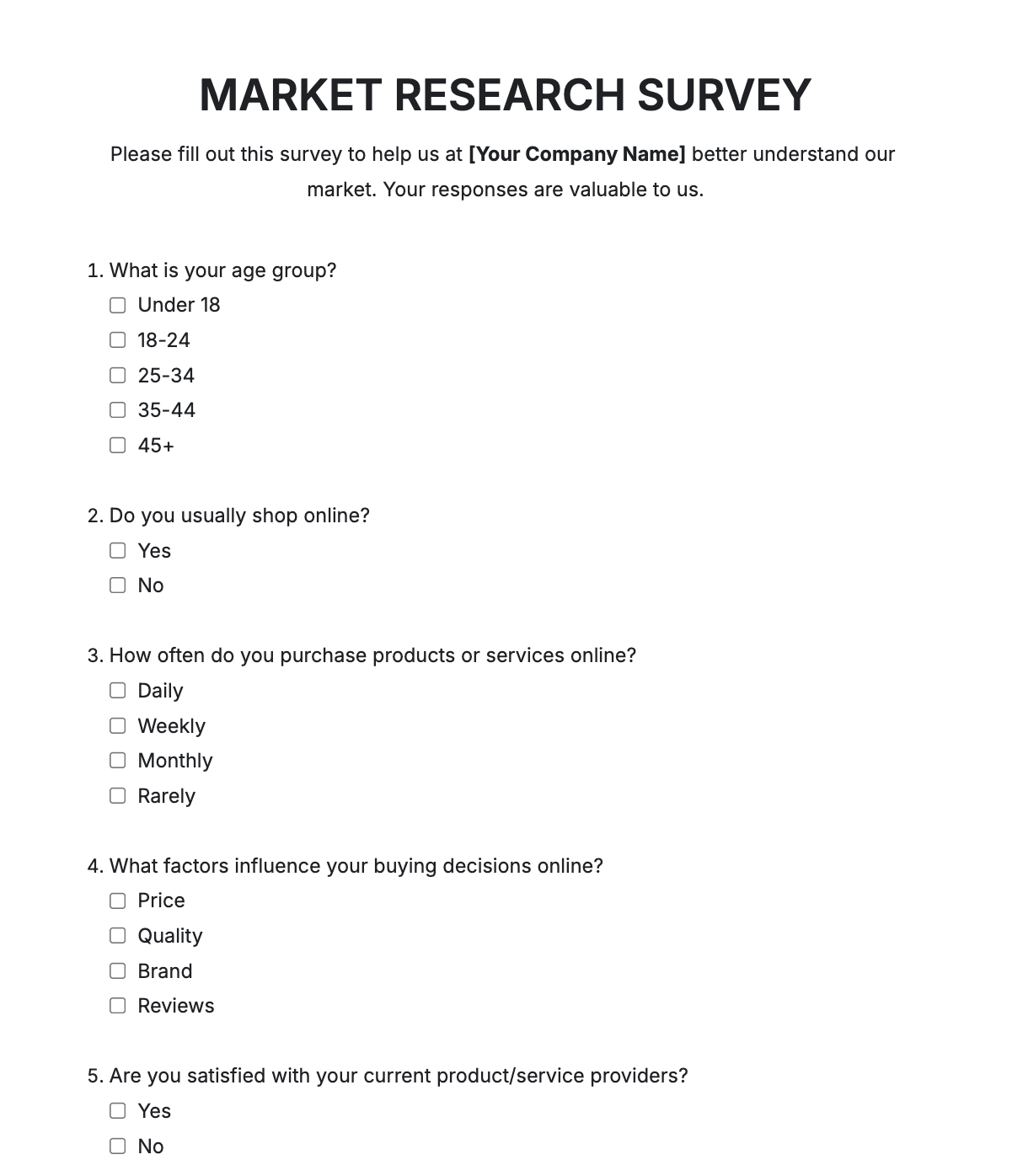Market Research Survey Generator