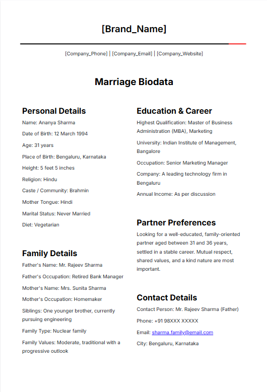 Marriage Biodata Generator