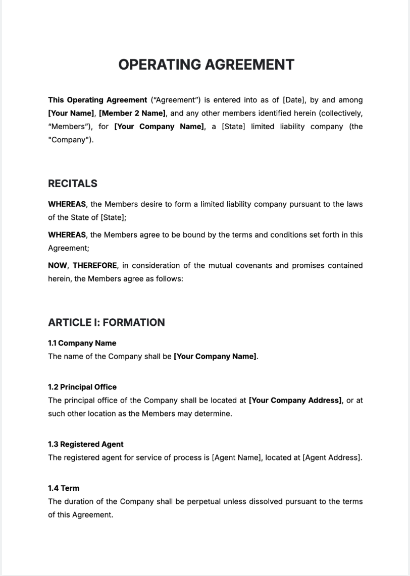Operating Agreement Generator