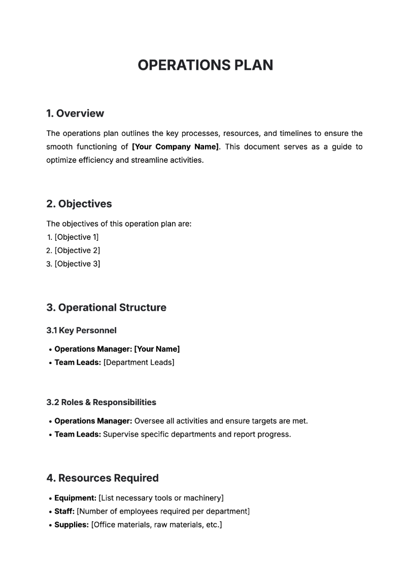 Operations Plan Generator