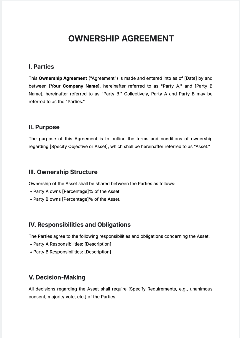 Ownership Agreement Generator