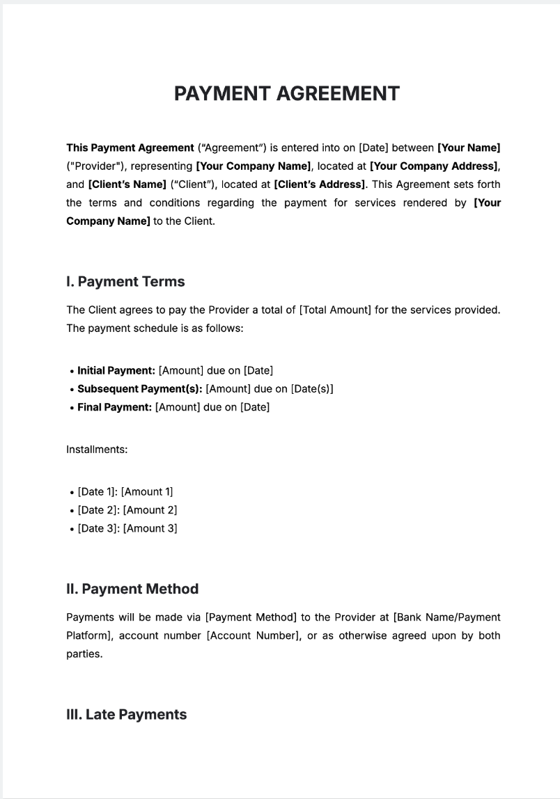 Payment Agreement Generator