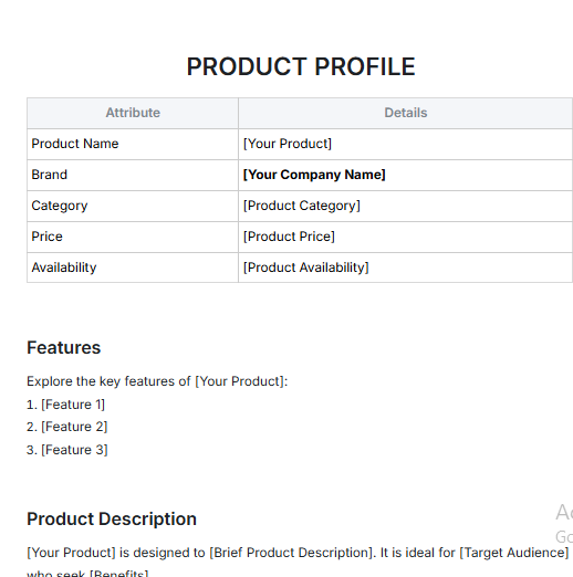 Product Profile Generator
