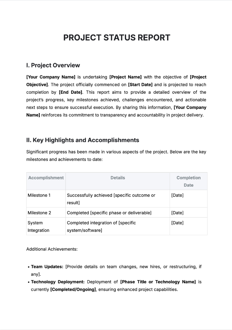 Project Status Report Generator