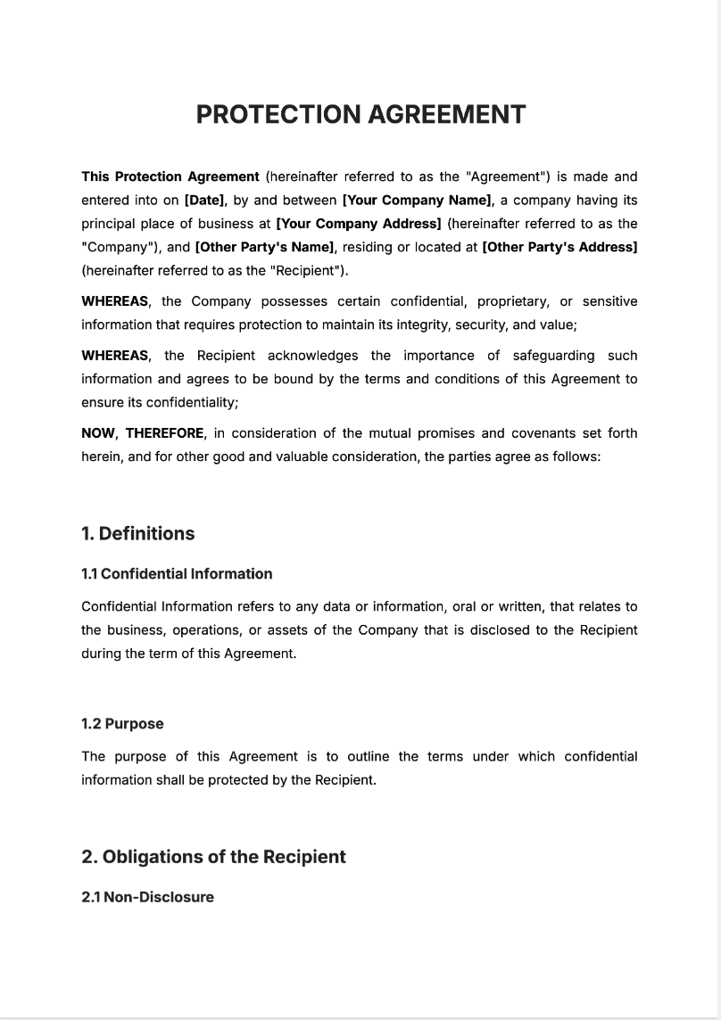 Protection Agreement Generator