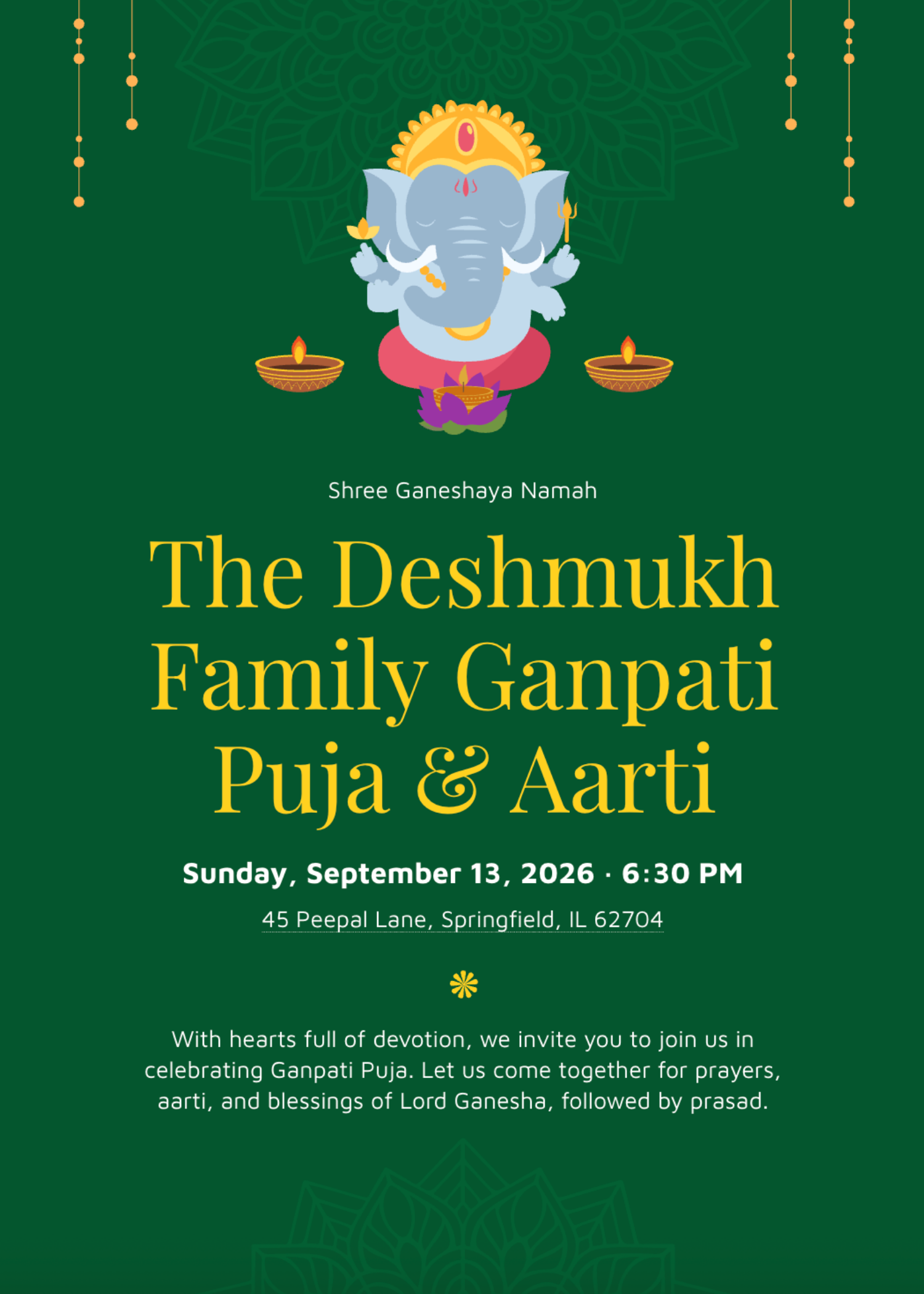 Puja Invitation Generator