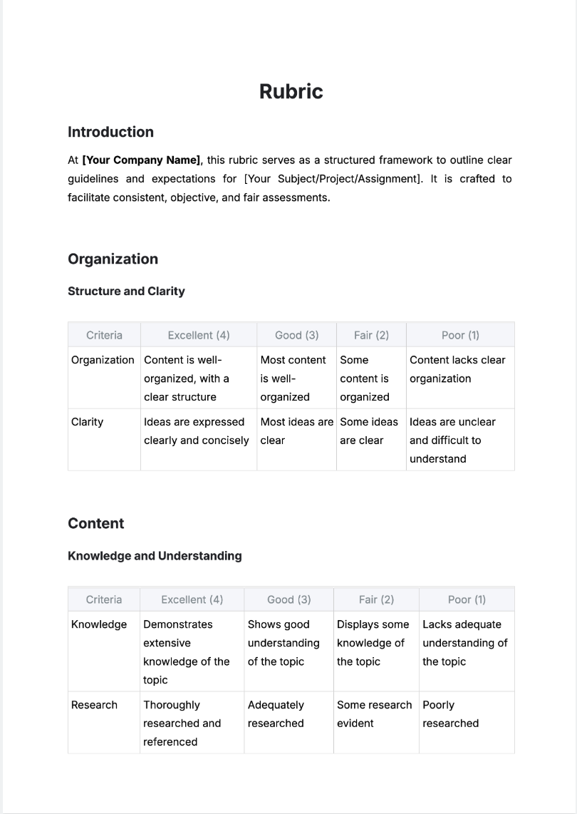 Rubric Generator