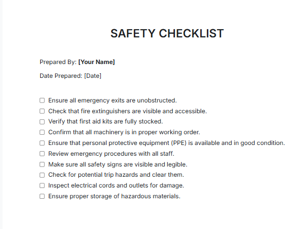 Safety Checklist Generator