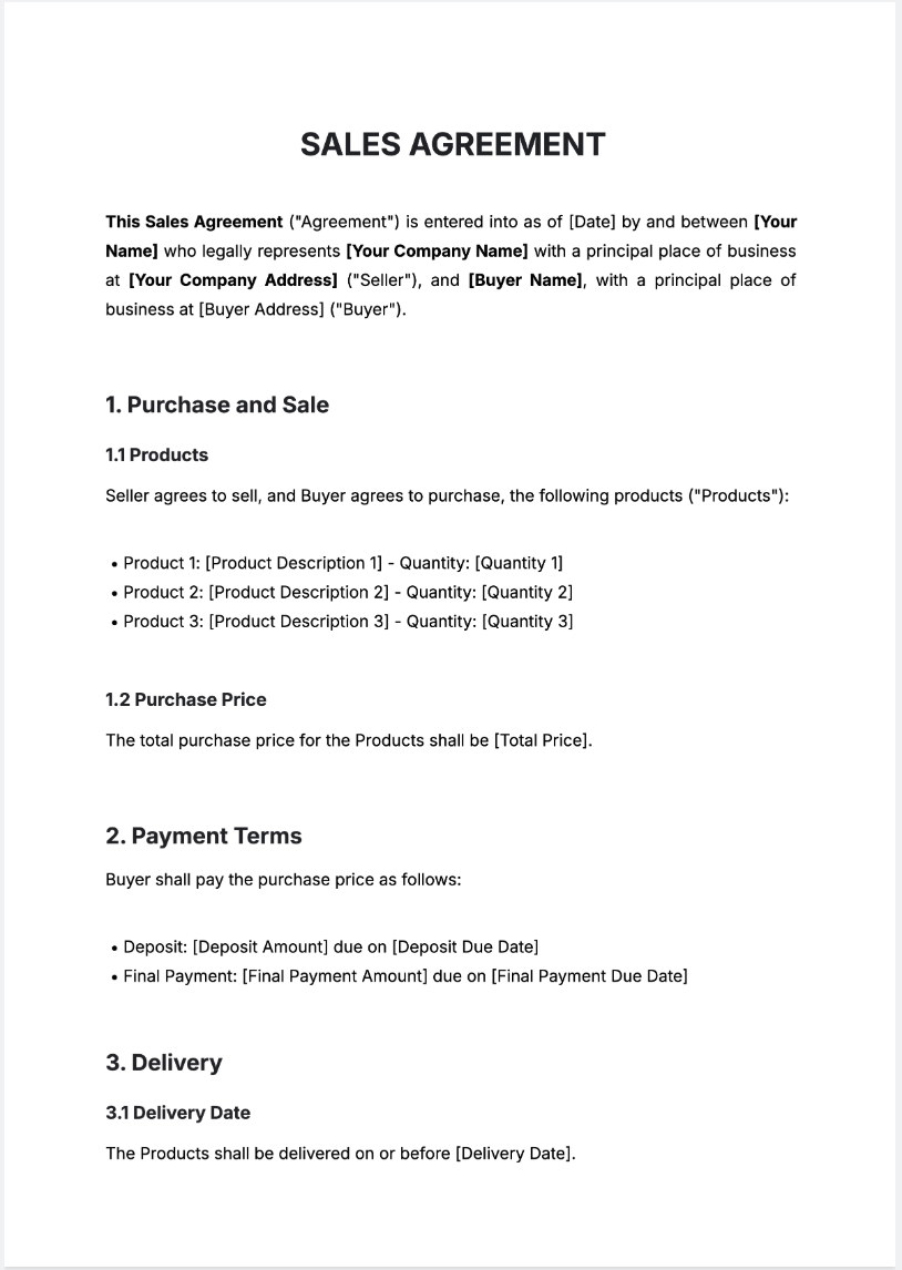 Sales Agreement Generator