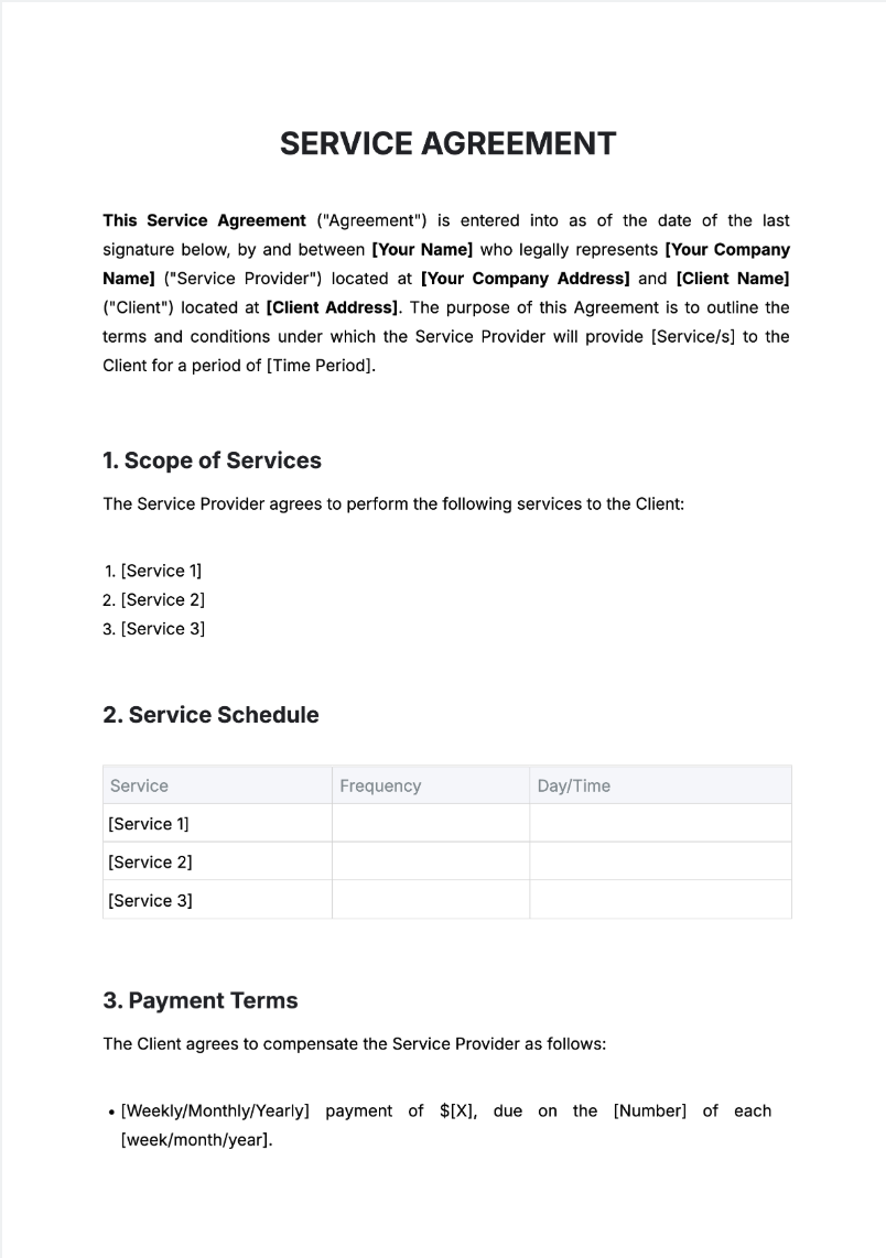 Service Agreement Generator