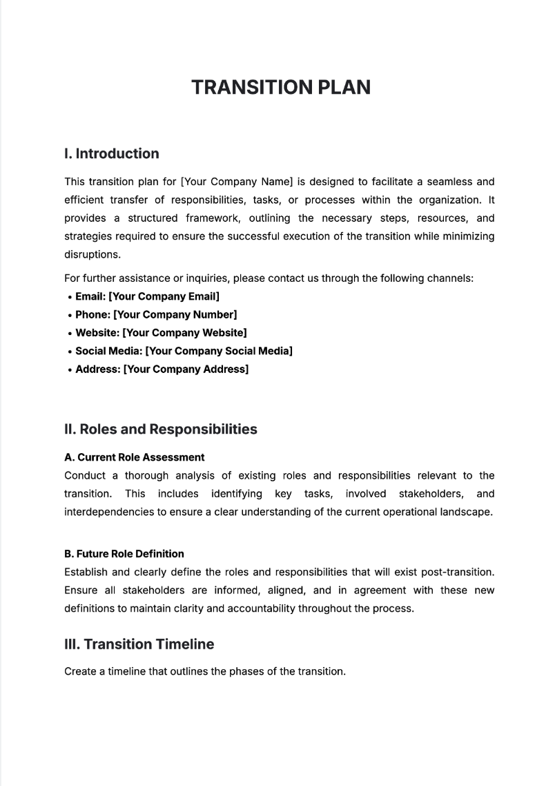 Transition Plan Generator