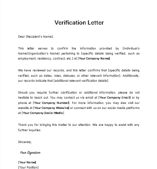 Verification Letter Generator