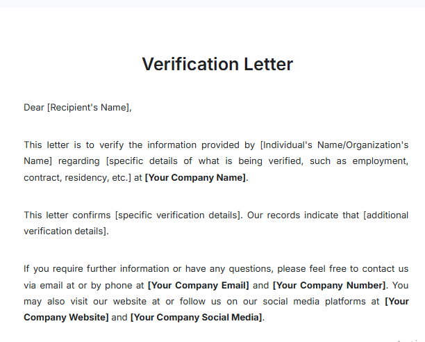 Free AI Verification Letter Generator Free Verification Letter Maker