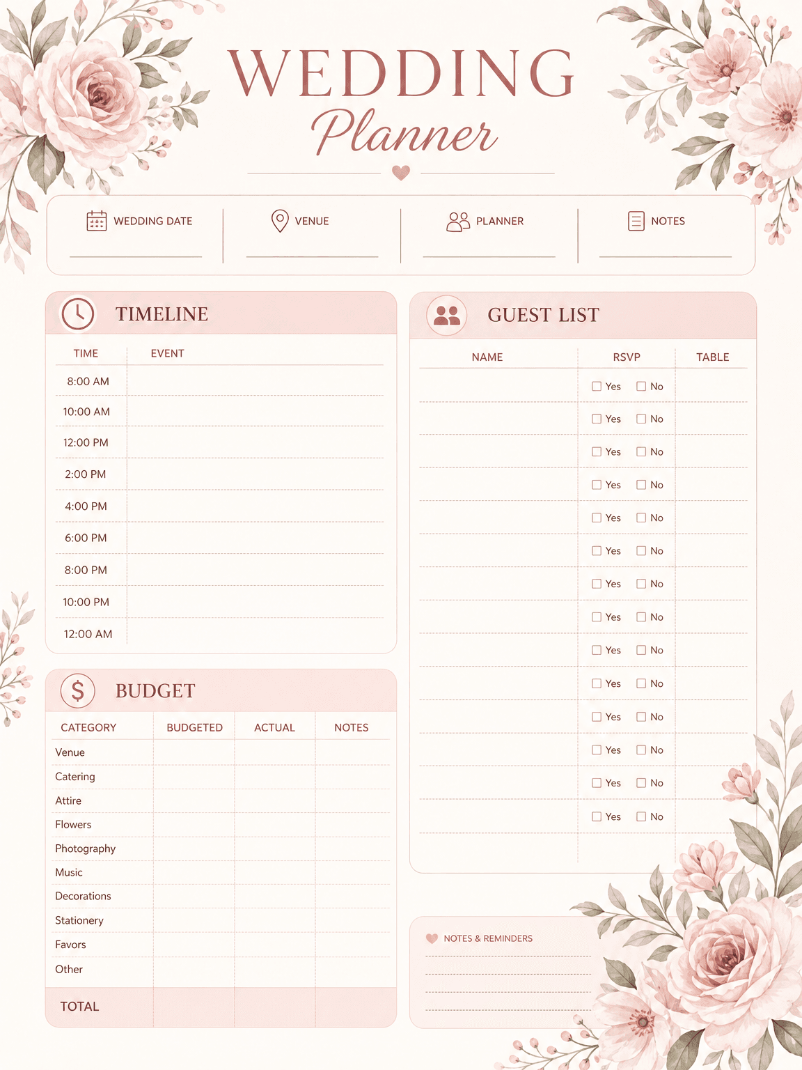 Wedding Planner Generator
