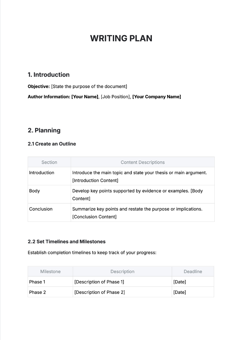 Writing Plan Generator