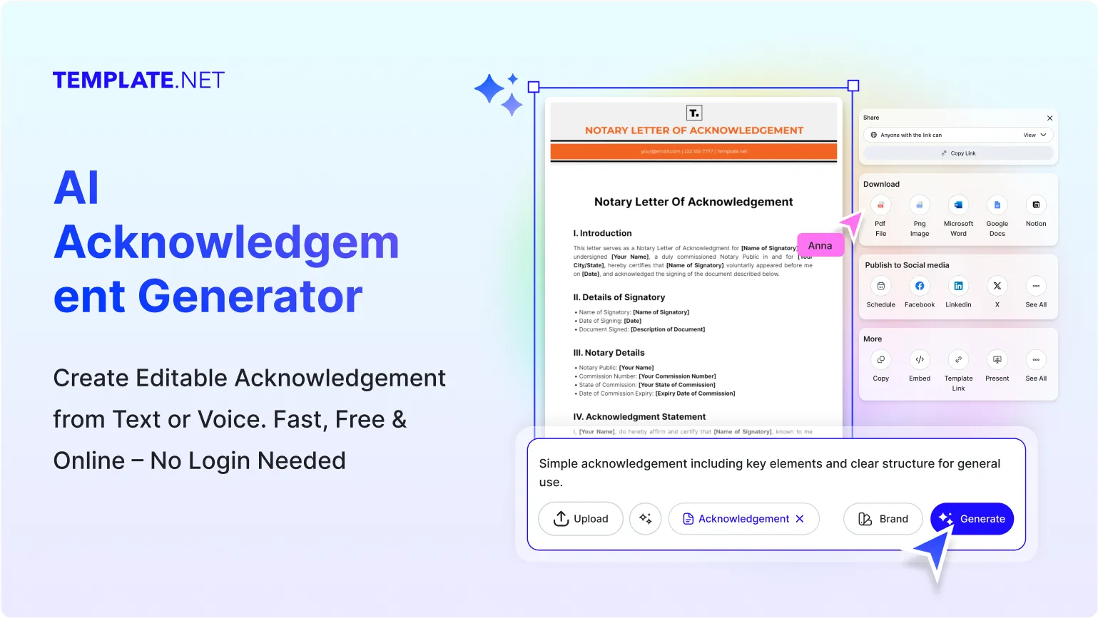 Free AI Acknowledgement Generator, Free AI Acknowledgement Maker Online