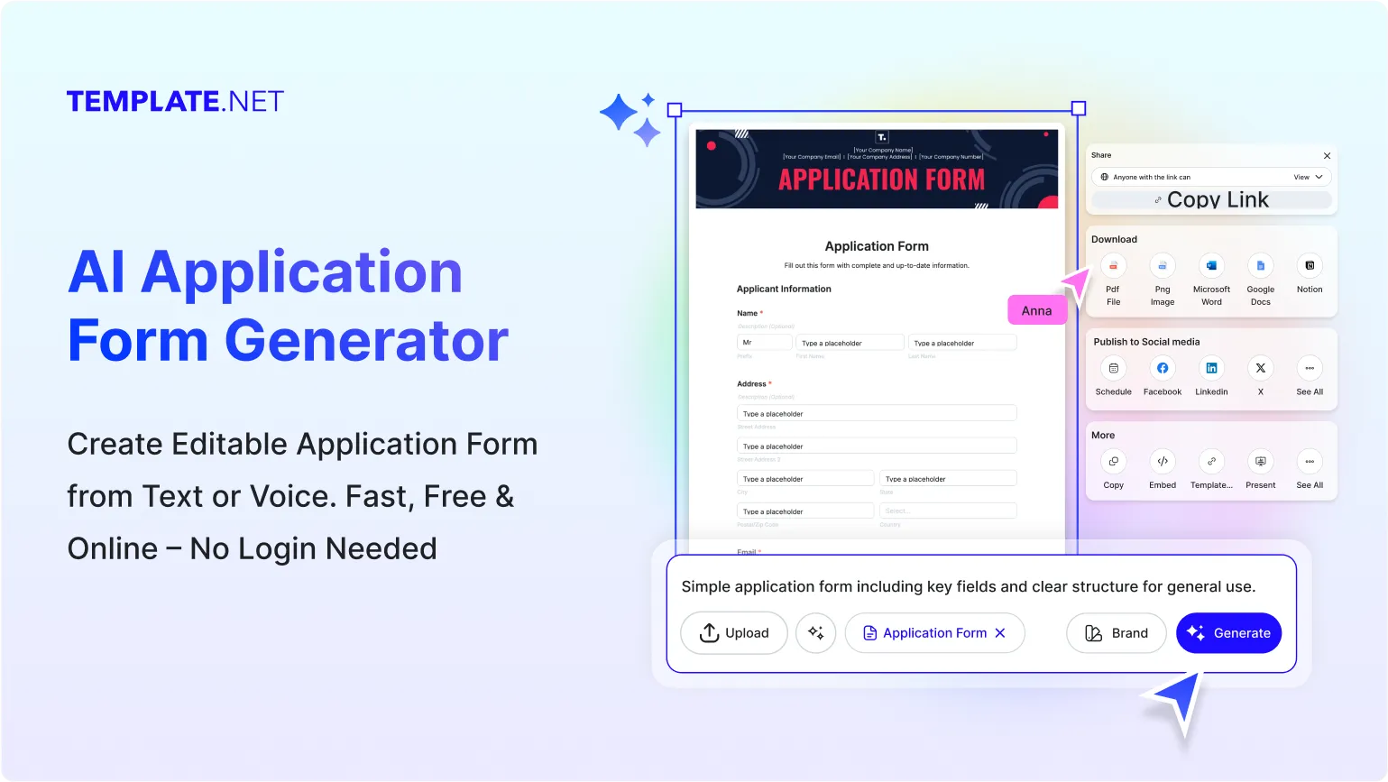 Free Application Form Generator, Free Editable Application Form  Maker Online